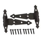 (2-Pack) 8 in. Black Tee Hinge, Decorative