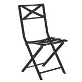 2- Slat Folding Outdoor Dining Chair in Black