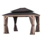 Cedar Frame Steel 2-Tier Gazebo, Brown