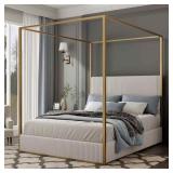 Polibi Beige/Gold Queen Canopy Bed