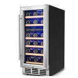 15 in Dual Zone 30-Wine Bottle Cooler, Black