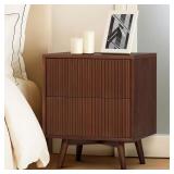 Tremolo Walnut 2-Drawer Nightstand, 20 in. W