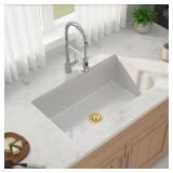 32x19 in. Ceramic Kitchen Sink with Grids