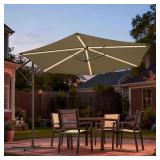 10 ft Offset Patio Umbrella with Solar Panel