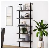 Theo Dark Walnut 5-Shelf Ladder Bookcase