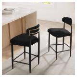 26 in. Black Boucle Bar Stool Set (2)