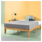 Brown Natural Wood Frame Full Platform Bed