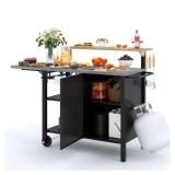 Black 4-Shelf Outdoor Grill Cart
