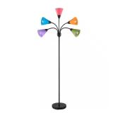 67 in. 5-Light Black Floor Lamp with Shades