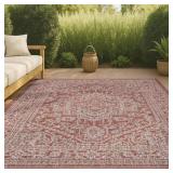 Sinjuri Medallion Rug, Red/Taupe, 3