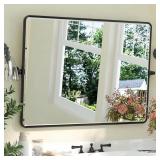40x30 Tilt Vanity Mirror, Black Wall Mount