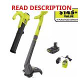 RYOBI 18V String Trimmer & Blower Kit