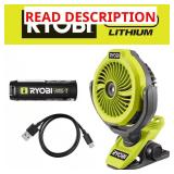 RYOBI USB Misting Clamp Fan Kit 2Ah Battery