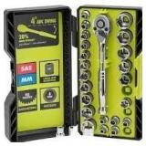 Ryobi 1/4" Drive Ratchet & Socket Set, 24 pc Miss