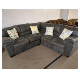 Dark Gray Sectional Sofa with Decorative Pillows