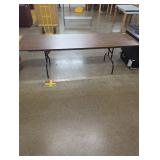 Folding Utility Table with Wooden Surface