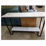 2 Tier Matte Black and White Marble Sofa Table