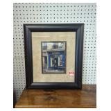 Framed Bookstore Scene Painting