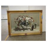 Floral Still Life Painting in Ornate Frame