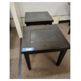 Pair of Wooden Side Tables with Glass Top