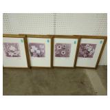 Set of Four Framed Floral Prints by J. Kiley