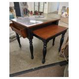 Two-tone Marble Top Table with Nested Extension