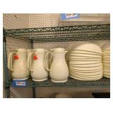 LARGE White Plastic Pitchers and Bowls Shelf Lot
