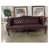 Vintage Tufted Burgundy Leather Sofa