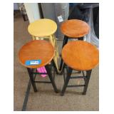 Set of Four Wooden Bar Stools