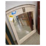 Arched Mantel Mirror with Stone Inlay