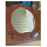 Ornate Oval Wooden Wall Mirror