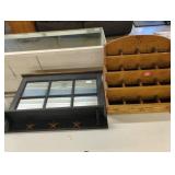 Office Supply Storage and Mirrored Shelf