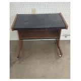 Rolling Wooden Desk with Black Surface