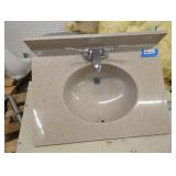 Beige Bathroom Sink Vanity with Faucet