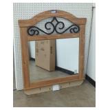 Arched Mirror with Wooden Frame and Ironwork