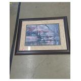 Framed Scenic Artwork of Bridge over Water