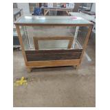Vintage Wooden Display Case with Glass Top