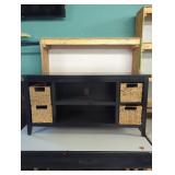 Black Coffee Table with Basket Storage