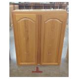 Oak-Finish Wall Cabinet with Double Doors