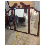 Tri-Panel Wooden Dresser Mirror