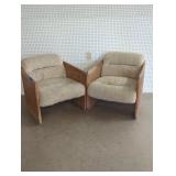 Pair of Vintage Woven-Panel Armchairs