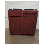 Pair of Wooden Trash Can Holders with Cans