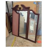 Vintage Mahogany Tri-Panel Mirror