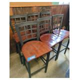 Set of Six Wood and Metal Bar Stools