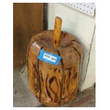 Rustic Wood-Carved Pumpkin Sculpture
