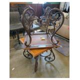 Square Wooden Table with Ornate Metal Legs