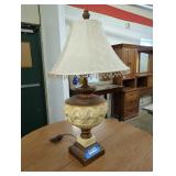 Ornate Table Lamp with Fabric Shade