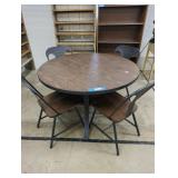 Industrial Round Dining Table with Four Chairs