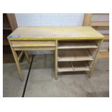 Vintage Wooden Workbench with Storage Shelves