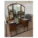 Vintage Wooden Vanity with Mirror